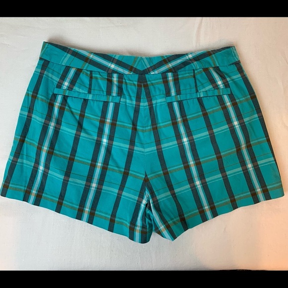 Theory Plaid Turquoise Plaid Shorts- Sz 4 - Picture 2 of 7